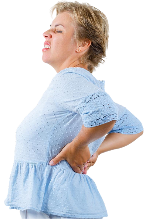 Woman holding her lower back in pain