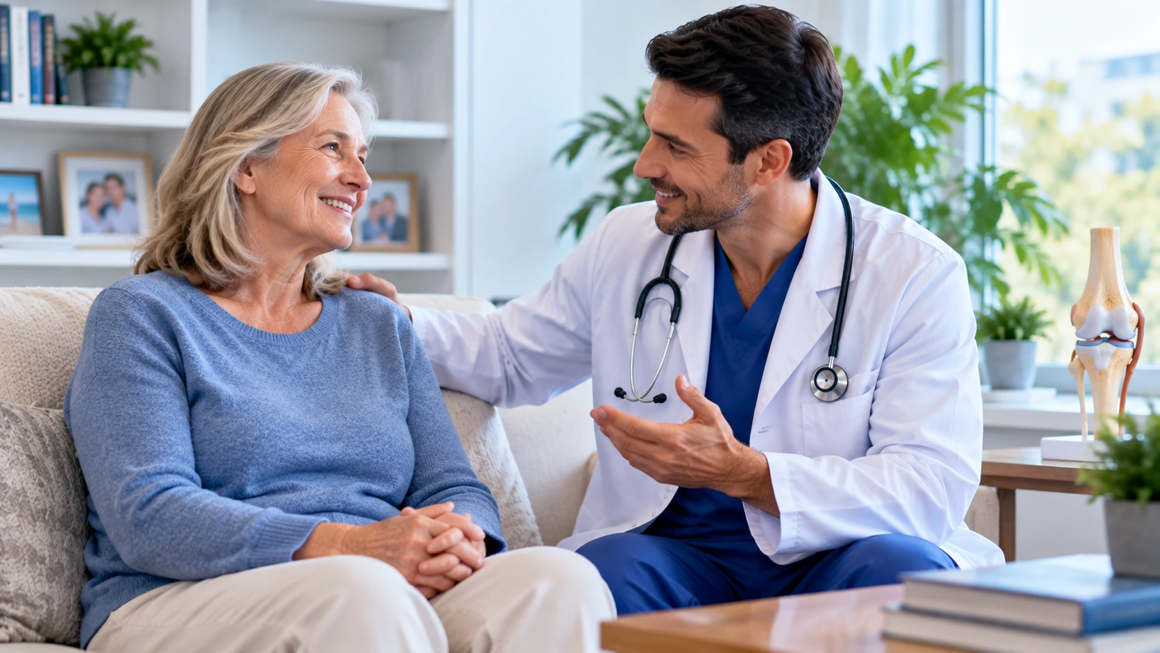 Older patient speaking with a doctor during a supportive medical consultation