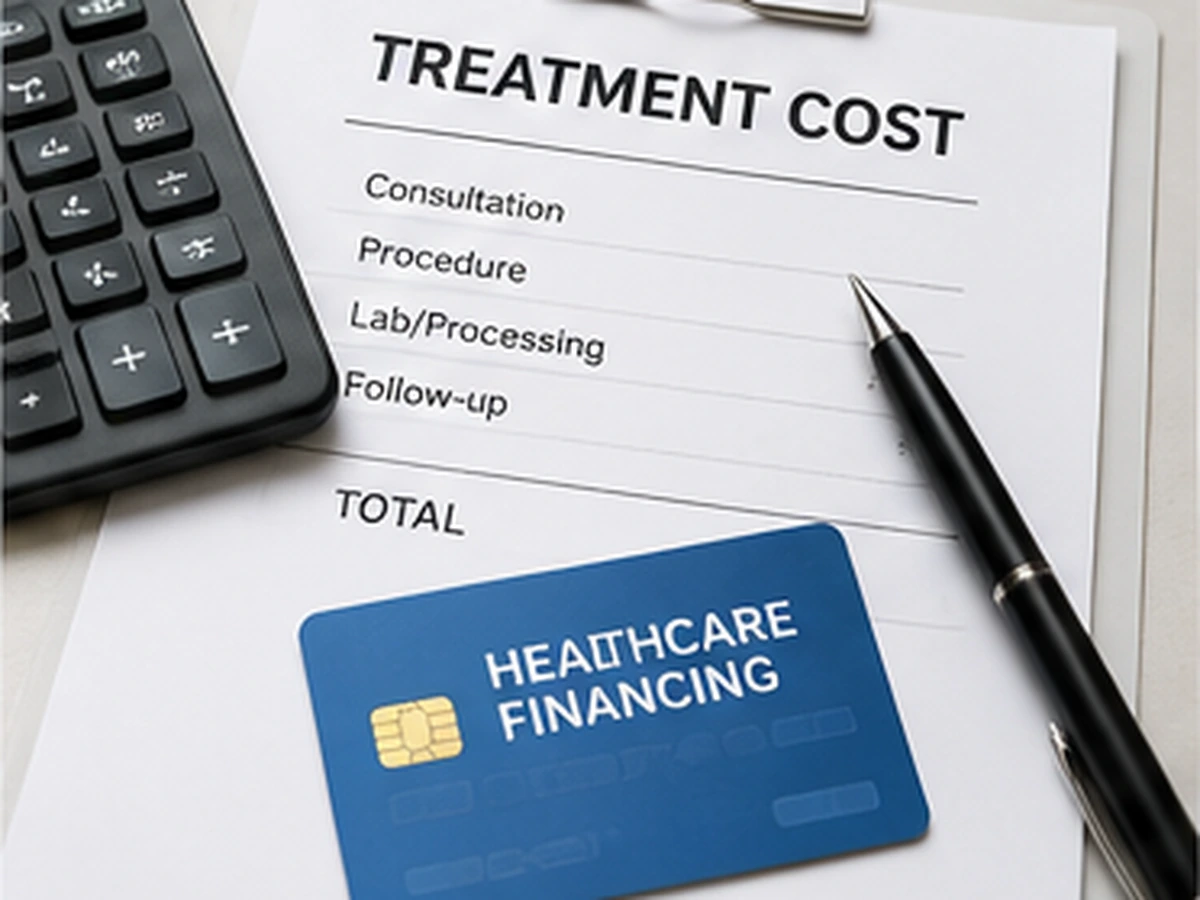 Medical treatment cost document, calculator and healthcare financing card
